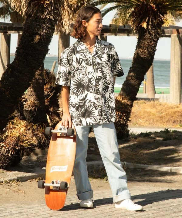 カヒコ Kahiko カイルアメンズアロハシャツ (ホワイト) ホワイト