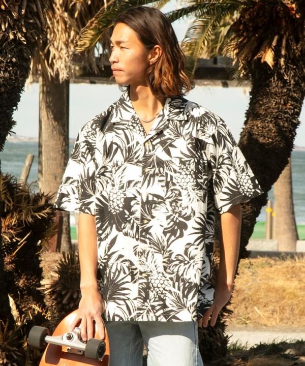 カヒコ Kahiko カイルアメンズアロハシャツ (ホワイト) ホワイト