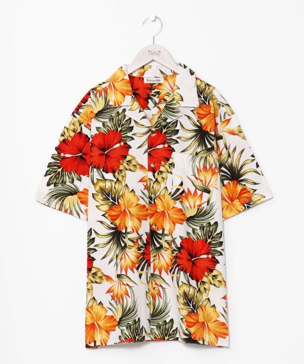 カヒコ Kahiko カイルアメンズアロハシャツ (ホワイト) ホワイト