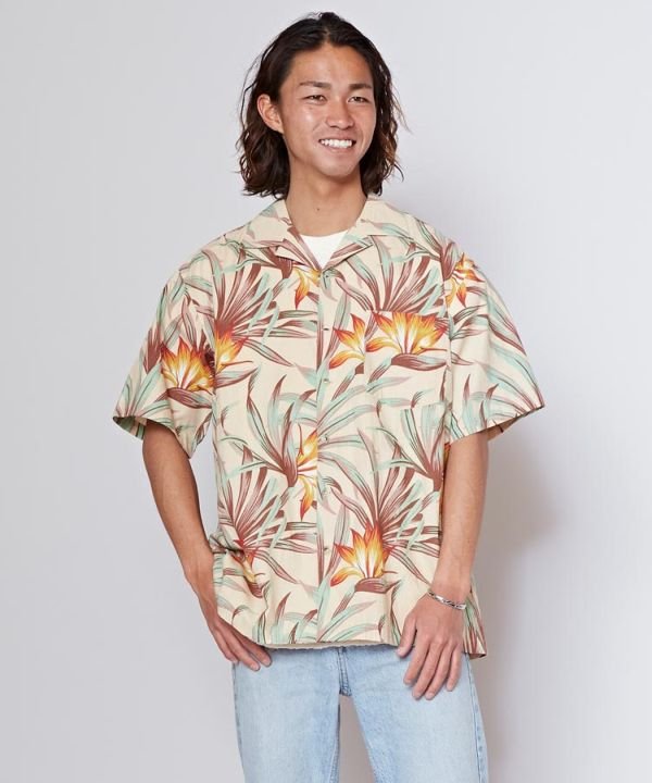 カヒコ Kahiko カイルアメンズアロハシャツ (ホワイト) ホワイト