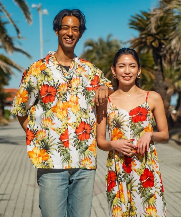 カヒコ Kahiko カイルアメンズアロハシャツ (ホワイト) ホワイト