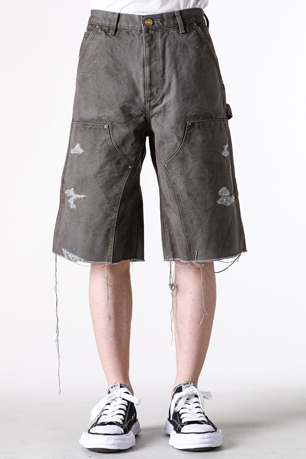カミヤ KAMIYA BORO Duck Painter Wide Bermuda Pants (GRAY) GRAY