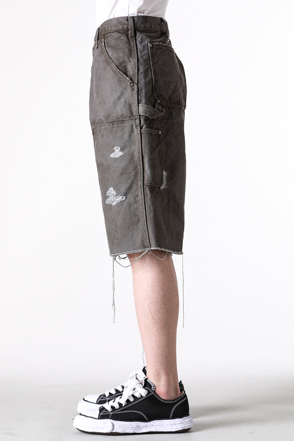 カミヤ KAMIYA BORO Duck Painter Wide Bermuda Pants (GRAY) GRAY