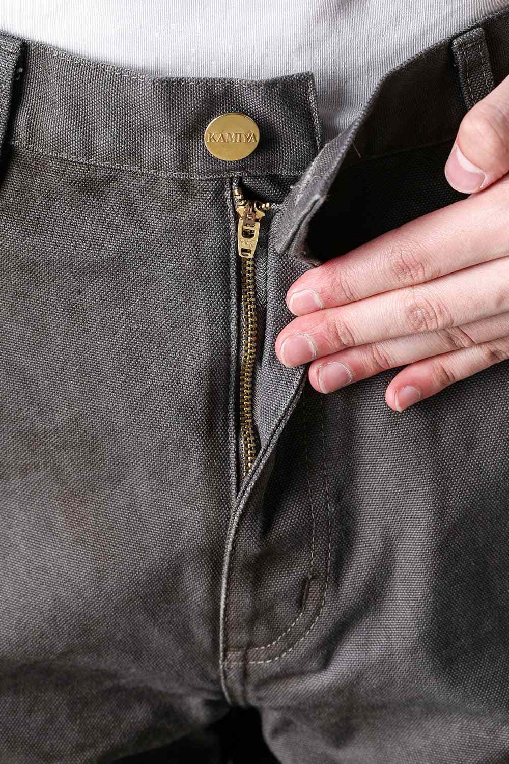 カミヤ KAMIYA BORO Duck Painter Wide Bermuda Pants (GRAY) GRAY