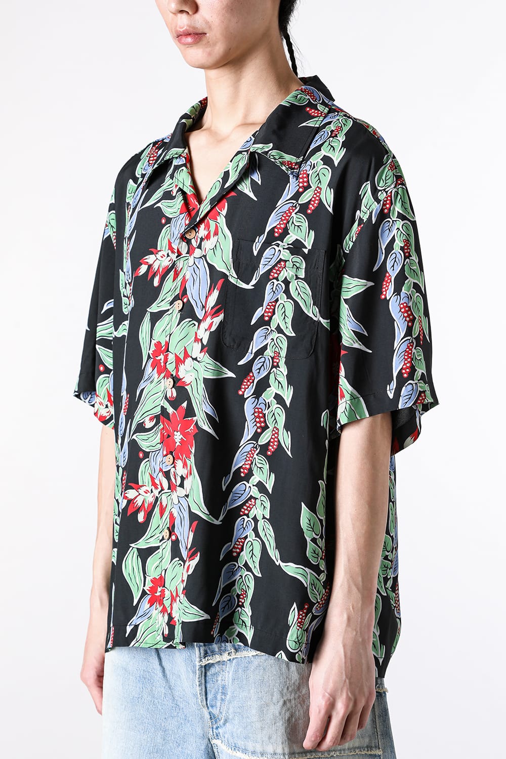 カミヤ KAMIYA Aloha H/S Shirt (BLACK) BLACK
