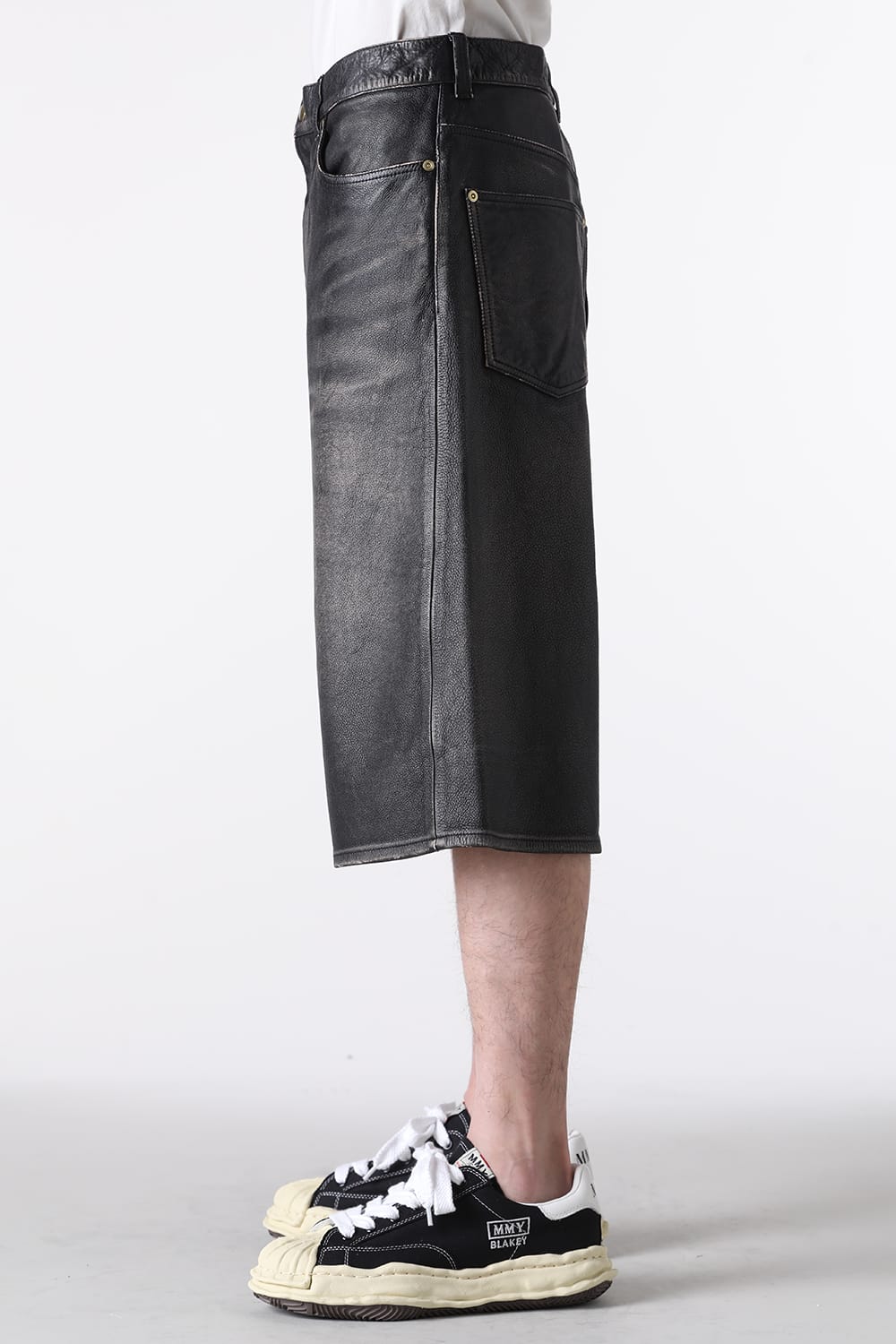 カミヤ KAMIYA Leather Bermuda Pants (BLACK) BLACK
