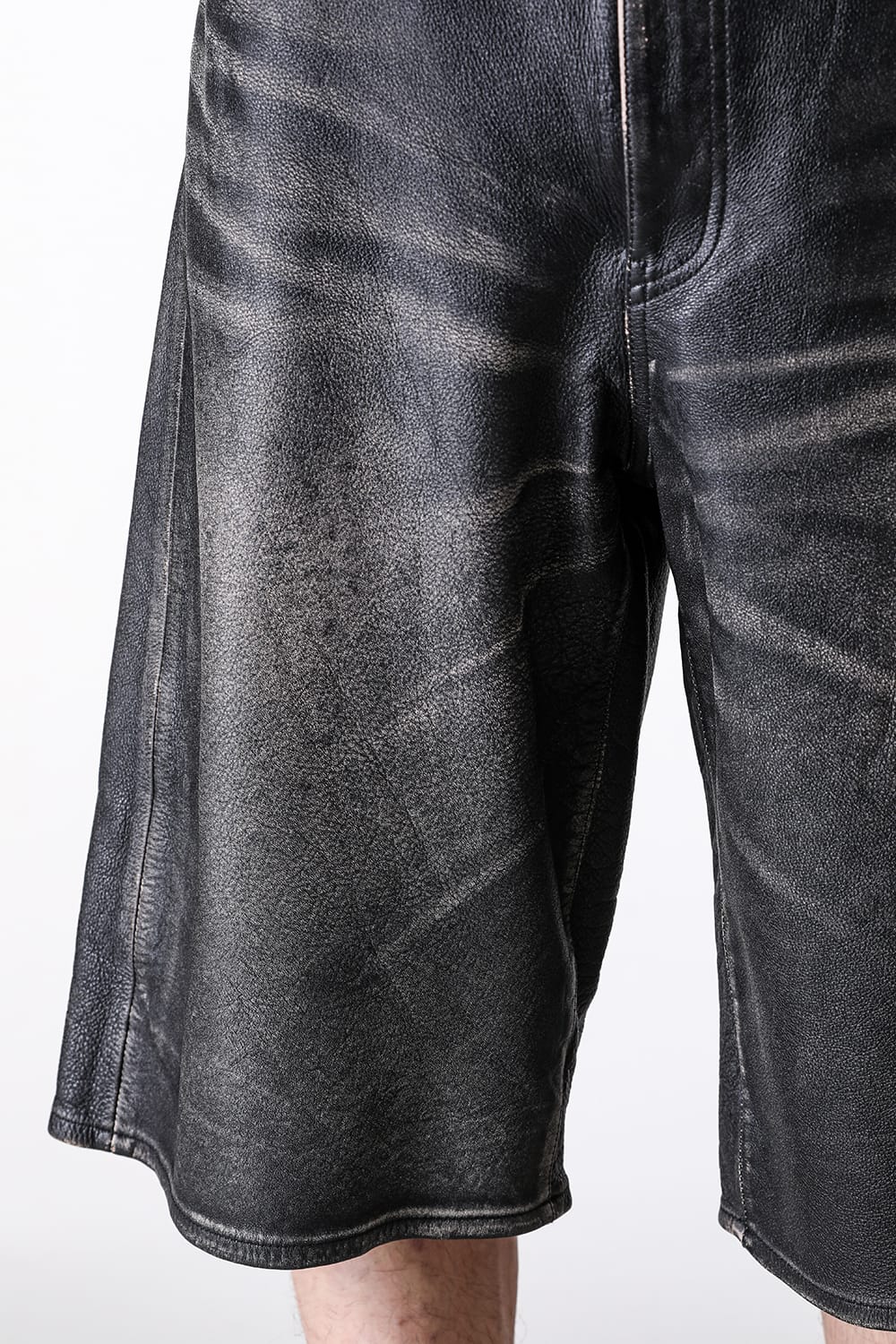 カミヤ KAMIYA Leather Bermuda Pants (BLACK) BLACK