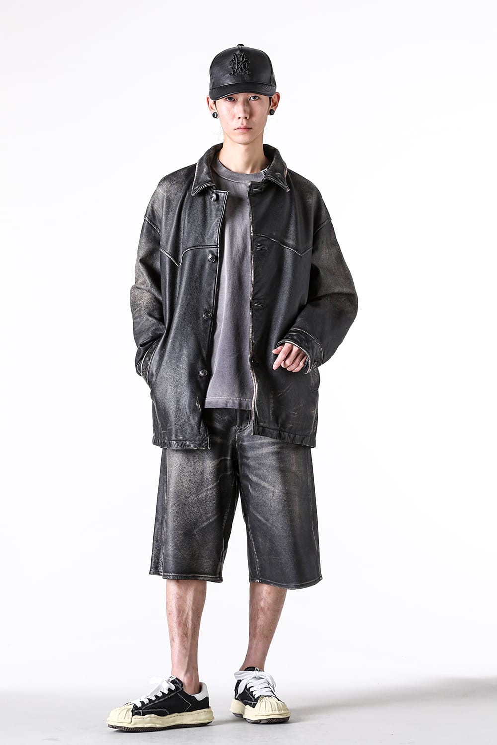 カミヤ KAMIYA Leather Bermuda Pants (BLACK) BLACK