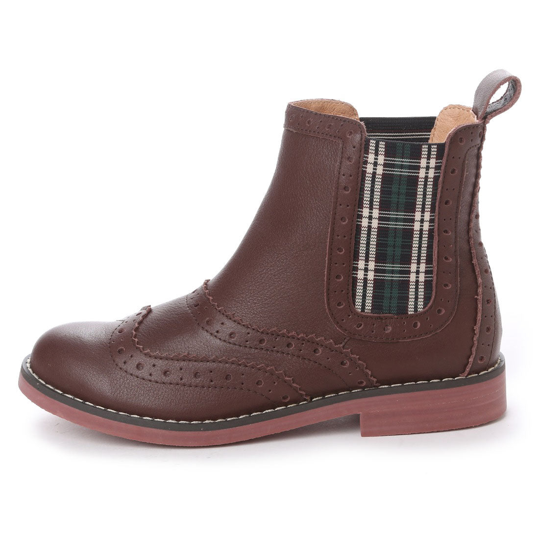 キスコ KISCO 【牛革】サイドゴアインチェック柄メダリオンショートブーツ8546