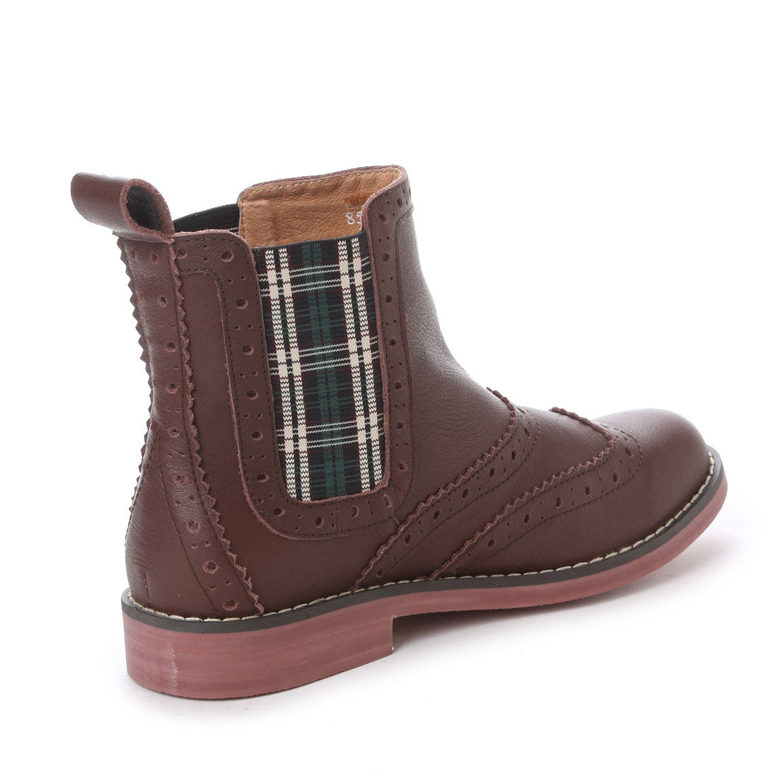 キスコ KISCO 【牛革】サイドゴアインチェック柄メダリオンショートブーツ8546