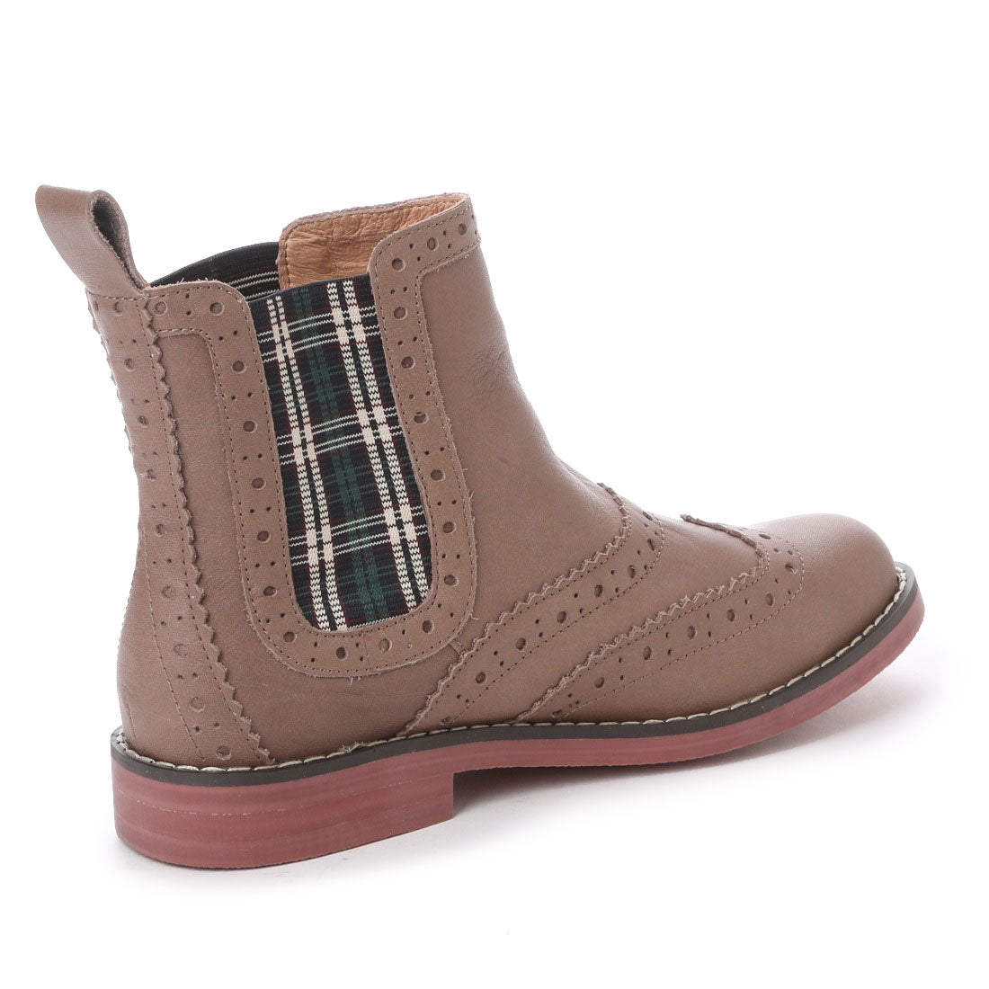 キスコ KISCO 【牛革】サイドゴアインチェック柄メダリオンショートブーツ8546