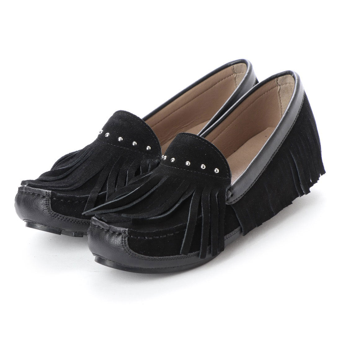 キスコ KISCO 【本革】タッセルデザインスタッズ飾りインヒールシューズ (ブラック) ブラック