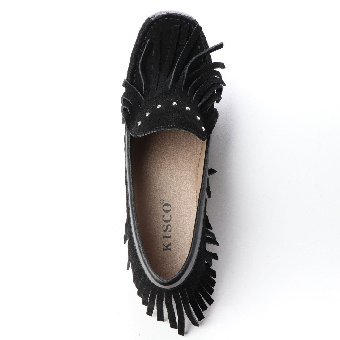 キスコ KISCO 【本革】タッセルデザインスタッズ飾りインヒールシューズ (ブラック) ブラック