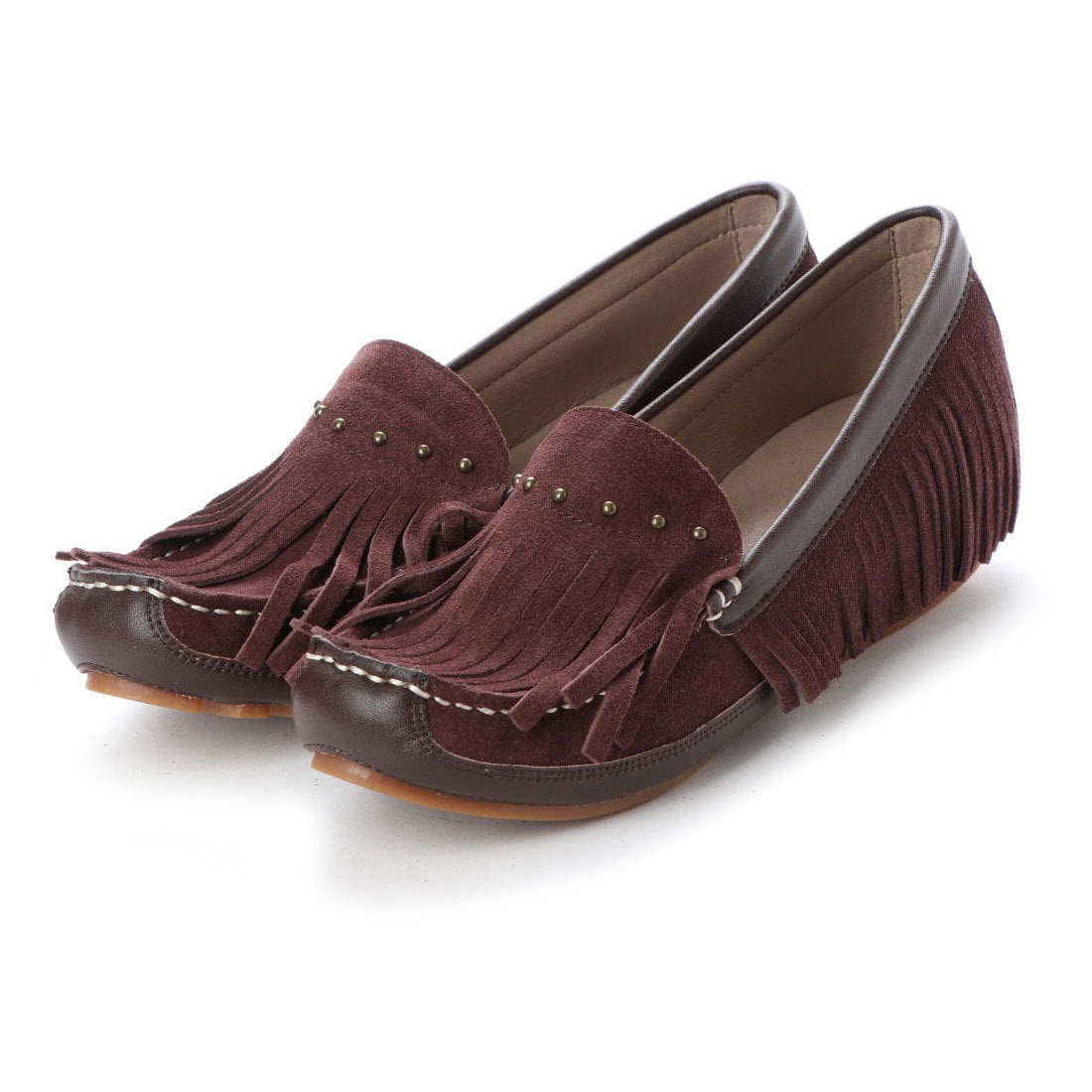 キスコ KISCO 【本革】タッセルデザインスタッズ飾りインヒールシューズ (ダークブラウン) ダークブラウン