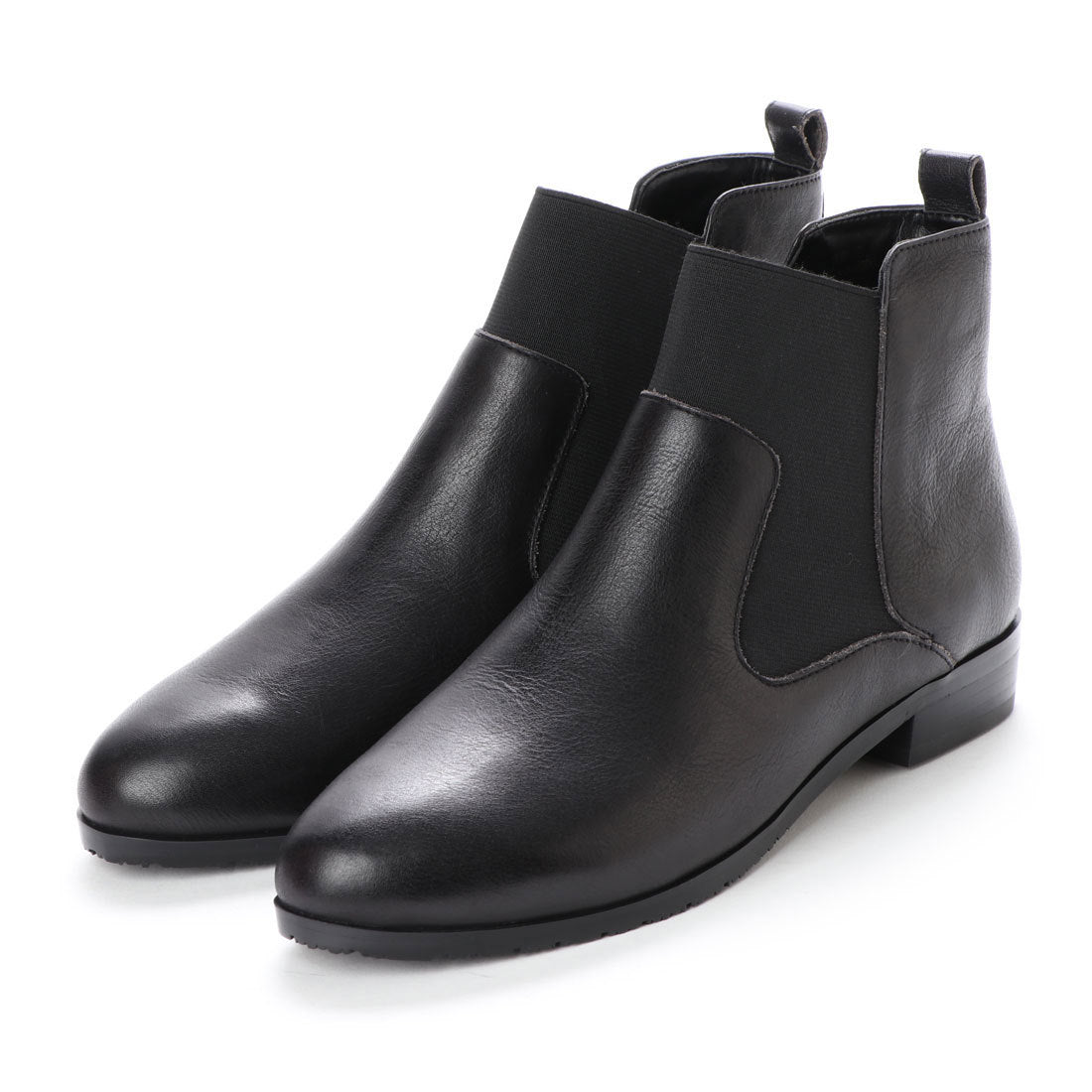 キスコ KISCO 【本革】サイドゴアショートブーツ,ブラック