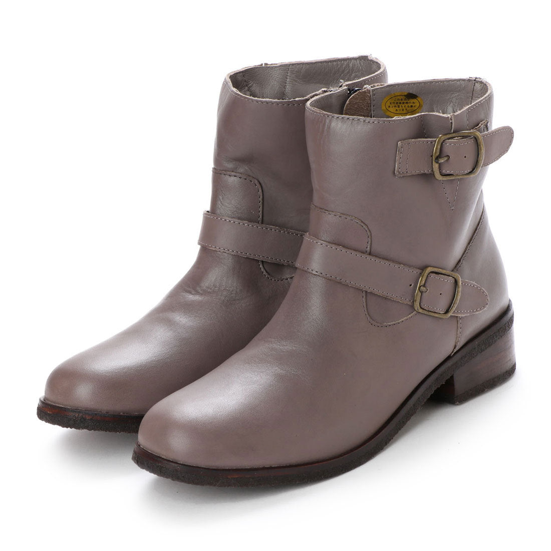 キスコ KISCO 【本革】Wベルト飾りショートブーツ (グレー) グレー