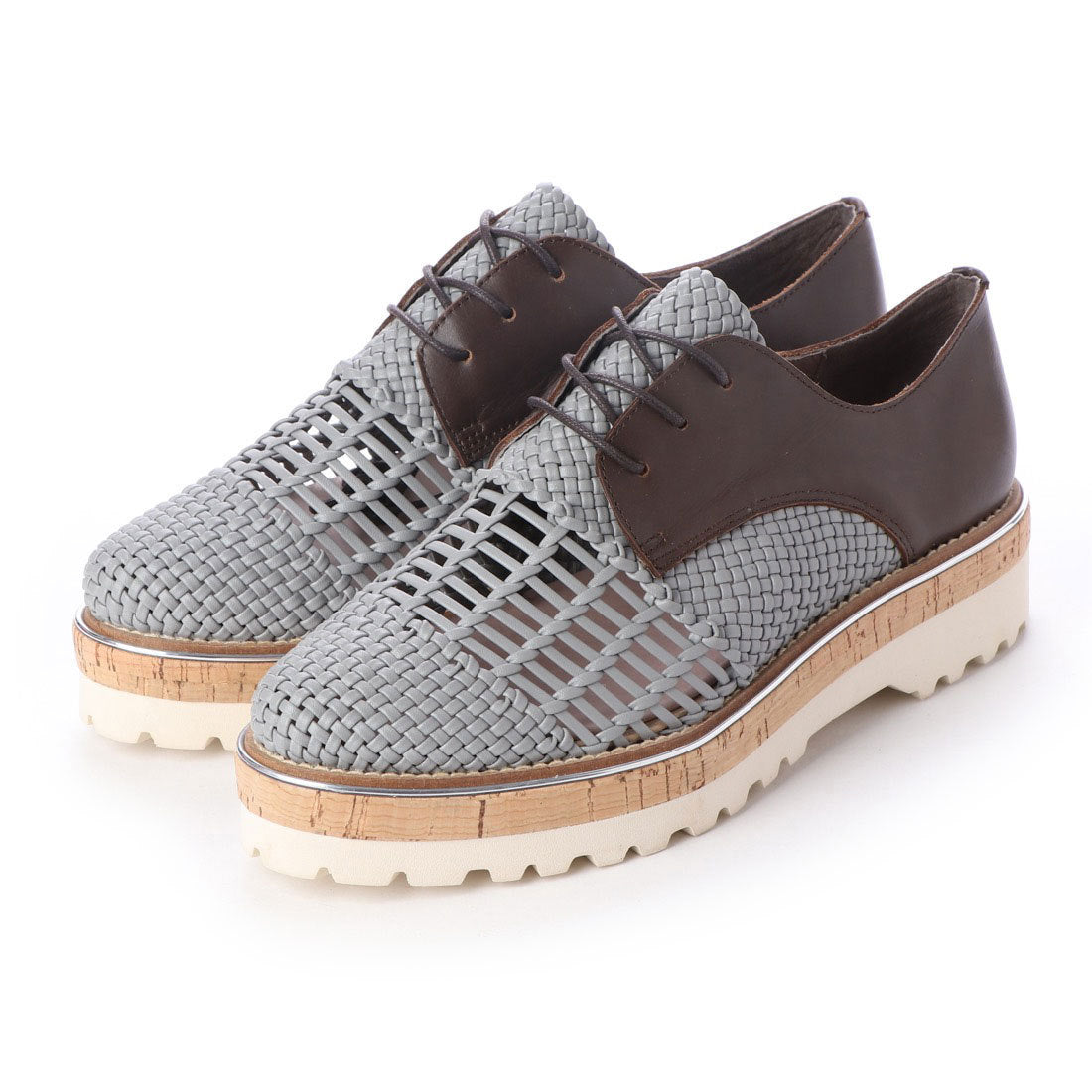 キスコ KISCO 【本革】素材コンビレースアップシューズ /厚底/