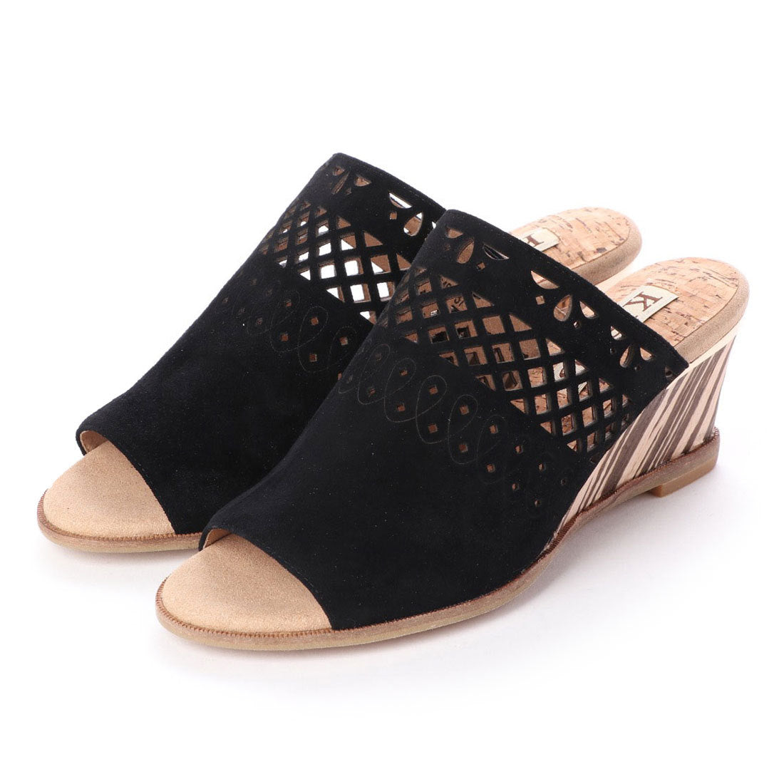 キスコ KISCO 【本革】カッティングデザインウェッジサンダル