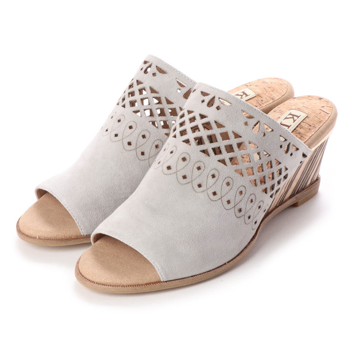 キスコ KISCO 【本革】カッティングデザインウェッジサンダル