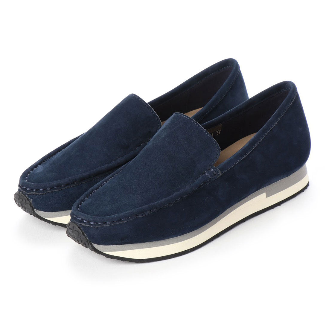 キスコ KISCO モカシンスリッポン /厚底/,ネイビー