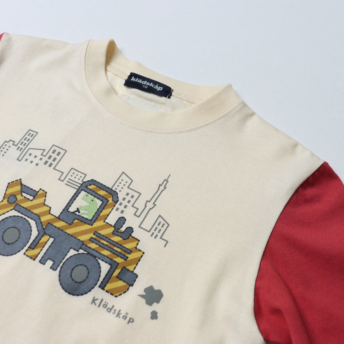 クレードスコープ kladskap 働く車袖配色長袖Tシャツ