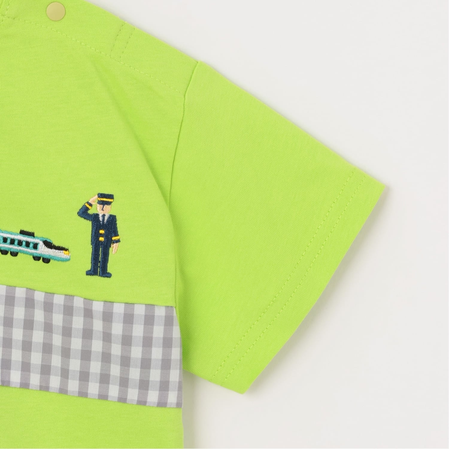 クレードスコープ kladskap 電車刺しゅう切替半袖Tシャツ (オフ ホワイト) オフ ホワイト