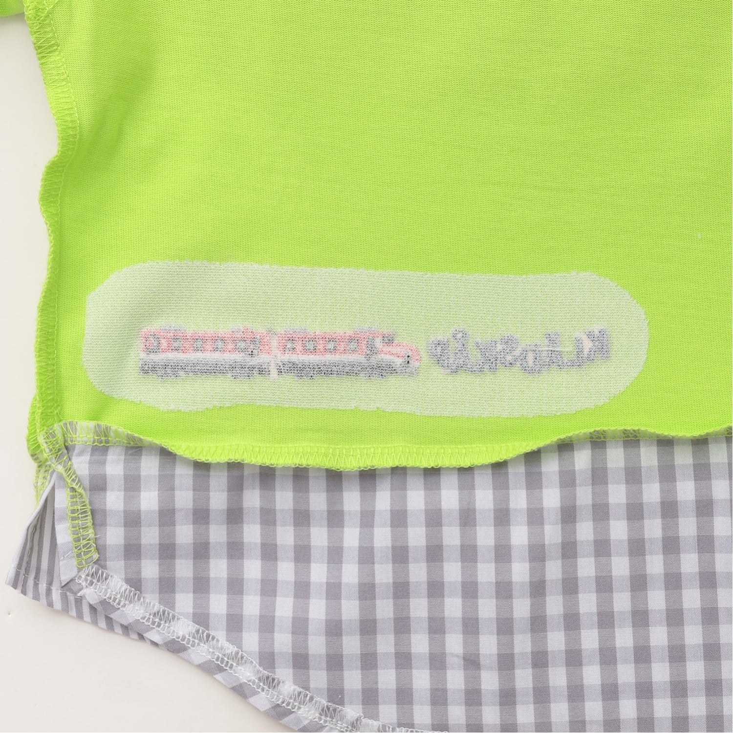 クレードスコープ kladskap 電車刺しゅう切替半袖Tシャツ (オフ ホワイト) オフ ホワイト