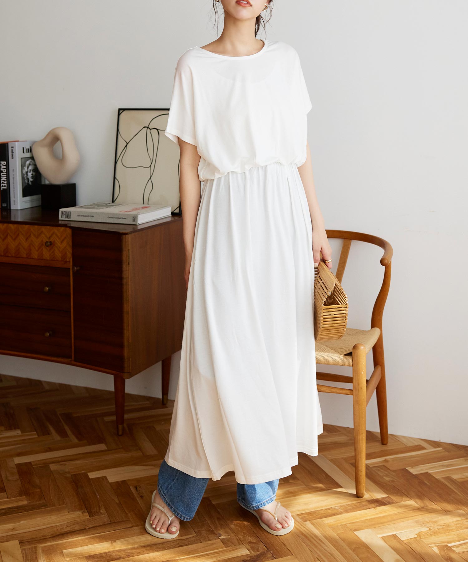 KOBE LETTUCE Waist Blouse Cut Dress [French Sleeve]