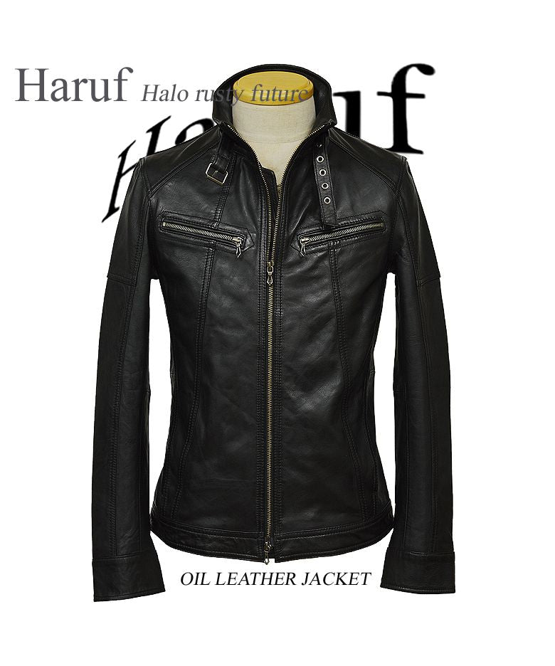 哈魯夫 Haruf 皮革夾克 騎士夾克 皮夾克 男士 真皮 單排騎士 皮夾克 羊皮革 TQPOS1