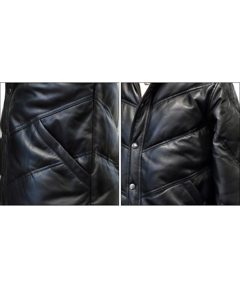 ハルフ Haruf 本革 ダウンジャケット ダウンコート レザージャケット 革ジャン シングルライダースジャケット メンズ 秋冬 MM07L