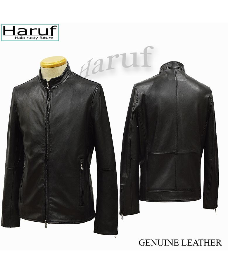 ハルフ Haruf ライダースジャケット レザージャケット 革ジャン メンズ 本革 シングルライダース スタンドカラー ラムレザー ブルゾン 秋冬 WL02