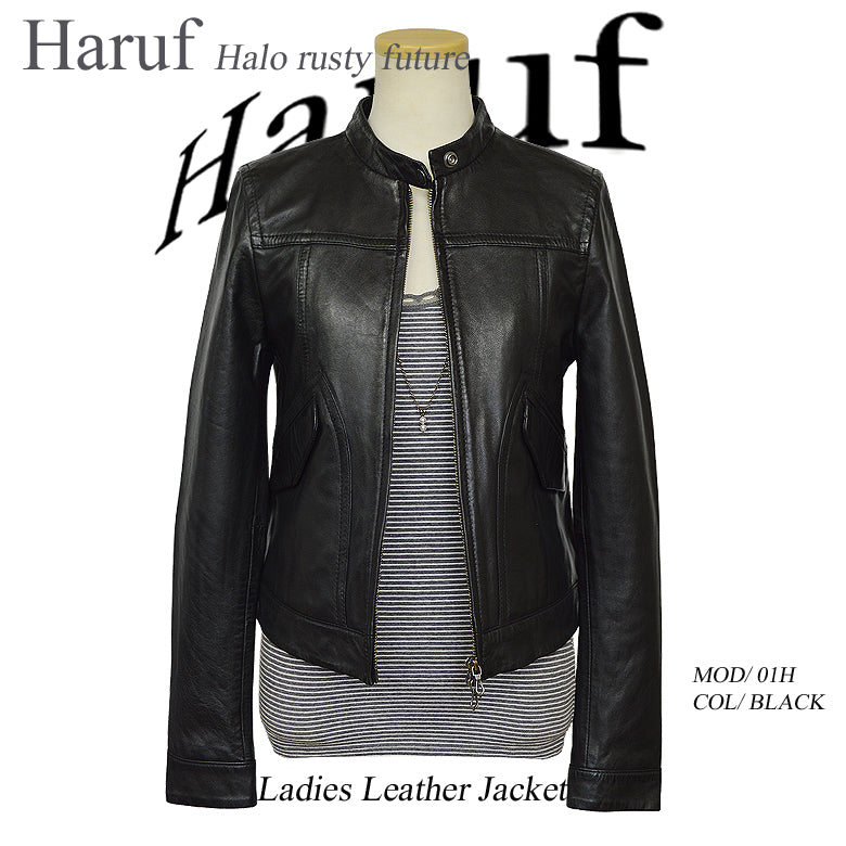 ハルフ Haruf ライダースジャケット レザージャケット 革ジャン レディース 本革 シングルライダース スタンドカラー レディースアウター 秋冬 01H