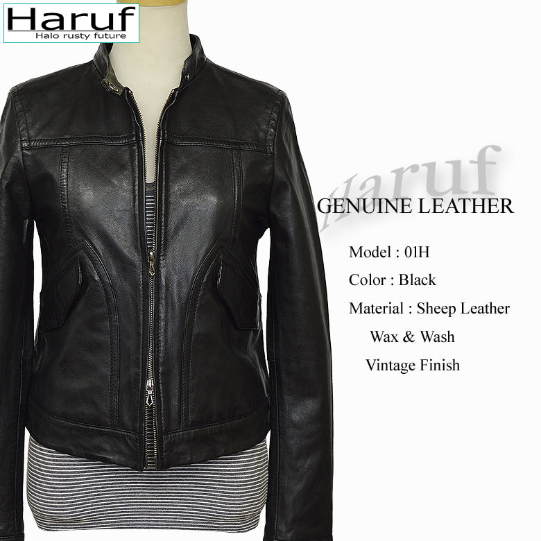 ハルフ Haruf ライダースジャケット レザージャケット 革ジャン レディース 本革 シングルライダース スタンドカラー レディースアウター 秋冬 01H