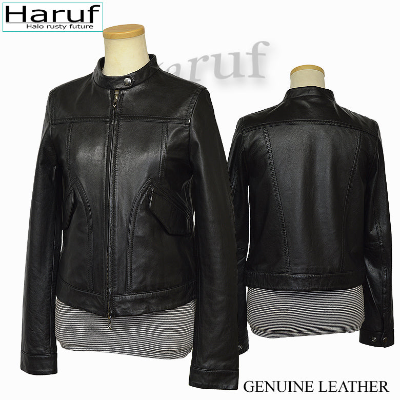ハルフ Haruf ライダースジャケット レザージャケット 革ジャン レディース 本革 シングルライダース スタンドカラー レディースアウター 秋冬 01H