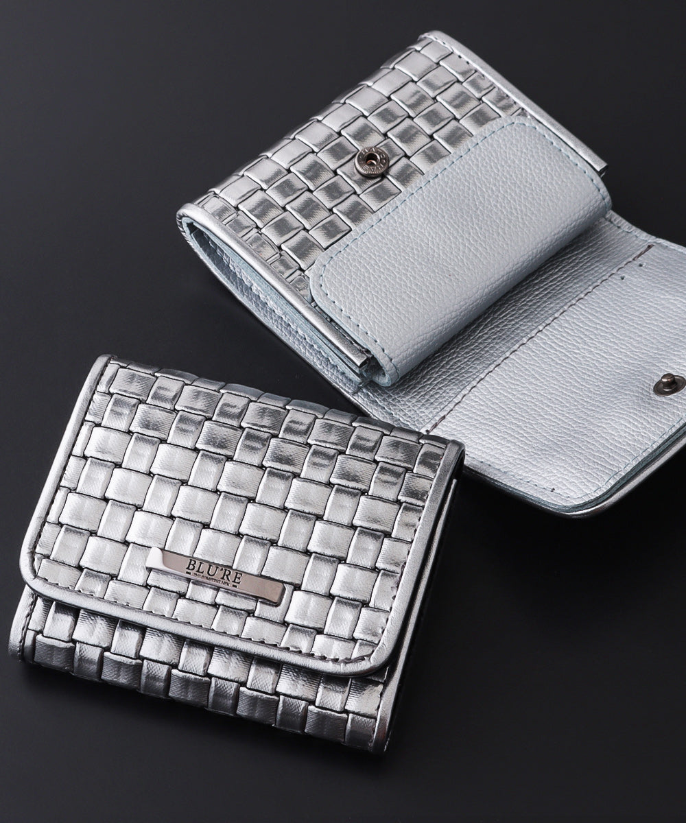BLU'RE Wallet Men's Bi-fold Genuine Leather Italian Leather Metalux Mesh Compact Bi-fold Wallet Made in Japan BLU-7002