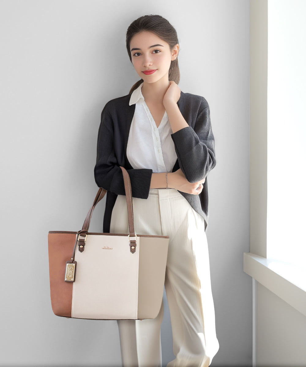 クレリア Clelia トートバッグ レディース ブランド Clelia クレリア リベルテ ファスナー付き A4 大容量 シンプル 肩掛け 自立 合皮 CLー22720 (カフェオレ) カフェオレ
