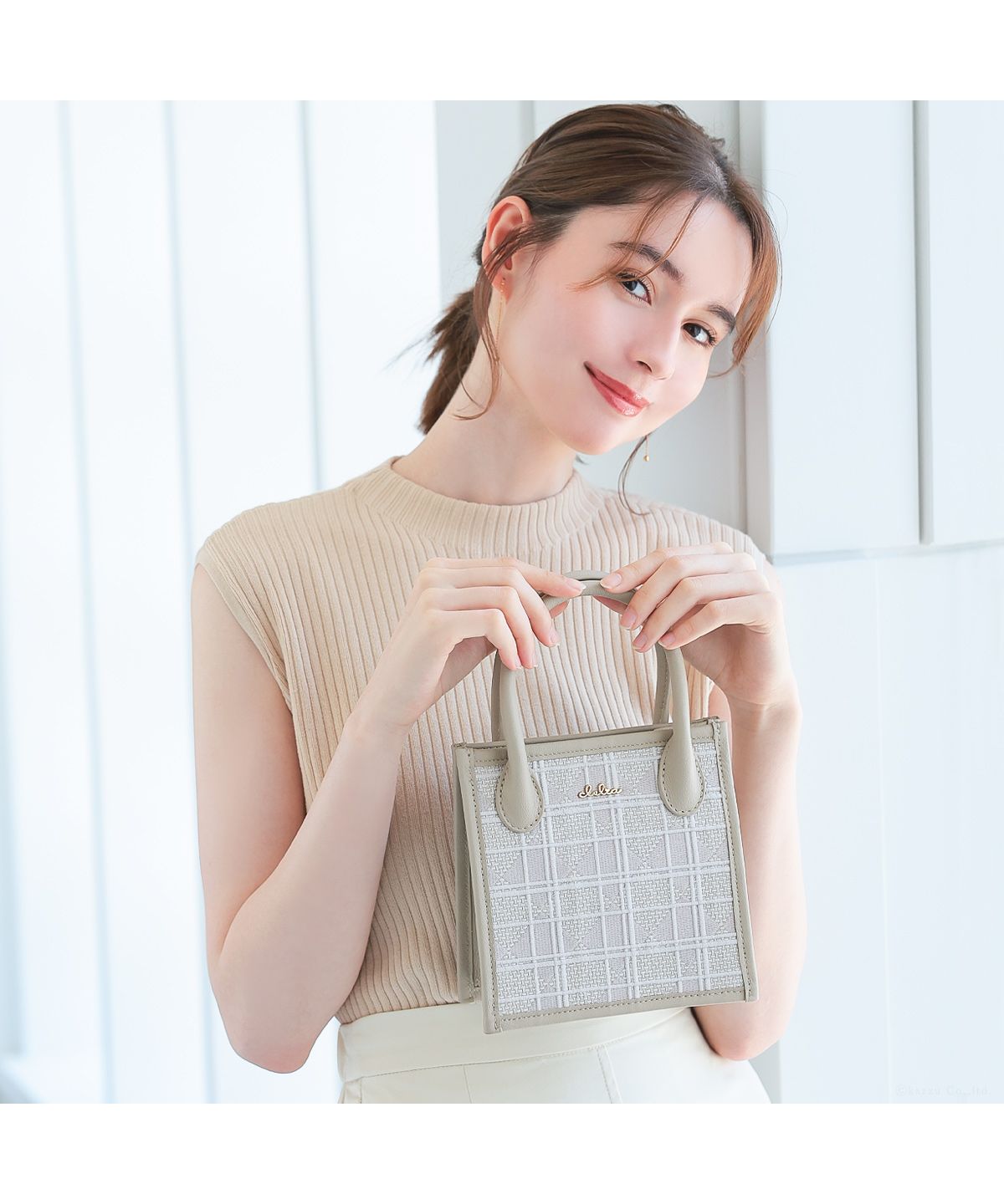 クレリア Clelia ミニバッグ ハンドバッグ レディース シンプル 綿 本革 レザー 大人 かわいい おしゃれ 綺麗 Clelia クレリア クロレ CLー21240 (ドゥ・ピンクローズ) ドゥ・ピンクローズ