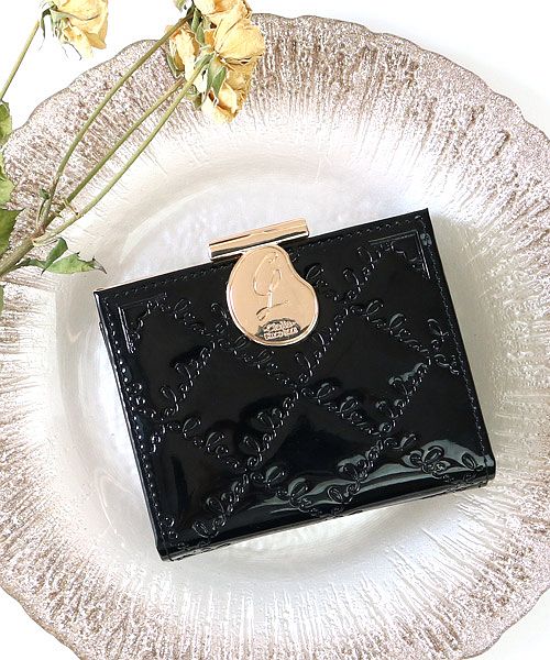 クレリア Clelia ミニ財布 レディース 三つ折り がま口 小さい財布 エナメル かわいい カラフル 高級感 コンパクト 大人 かわいい Clelia クレリア CLー15612,ロイヤルブラック