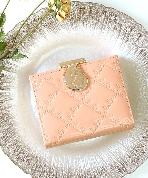 クレリア Clelia ミニ財布 レディース 三つ折り がま口 小さい財布 エナメル かわいい カラフル 高級感 コンパクト 大人 かわいい Clelia クレリア CLー15612,ベビーピンク