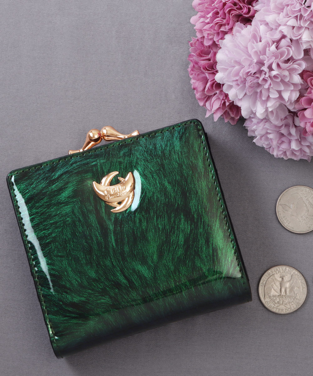 クレリア Clelia 財布 折り財布 二つ折り財布 ウォレット がま口 がま口財布 コンパクト Clelia クレリア cambiare カンビアーレシリーズ レディース 女性用 ブ (グリーン) グリーン