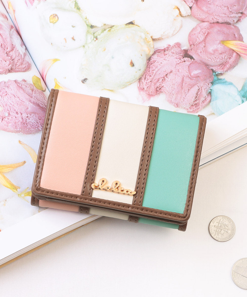 クレリア Clelia 折財布 ミニ財布 三つ折り財布 ミニウォレットブランド 大人かわいい ストライプ カラフル レディース Clelia クレリア Bellezza CLー1131