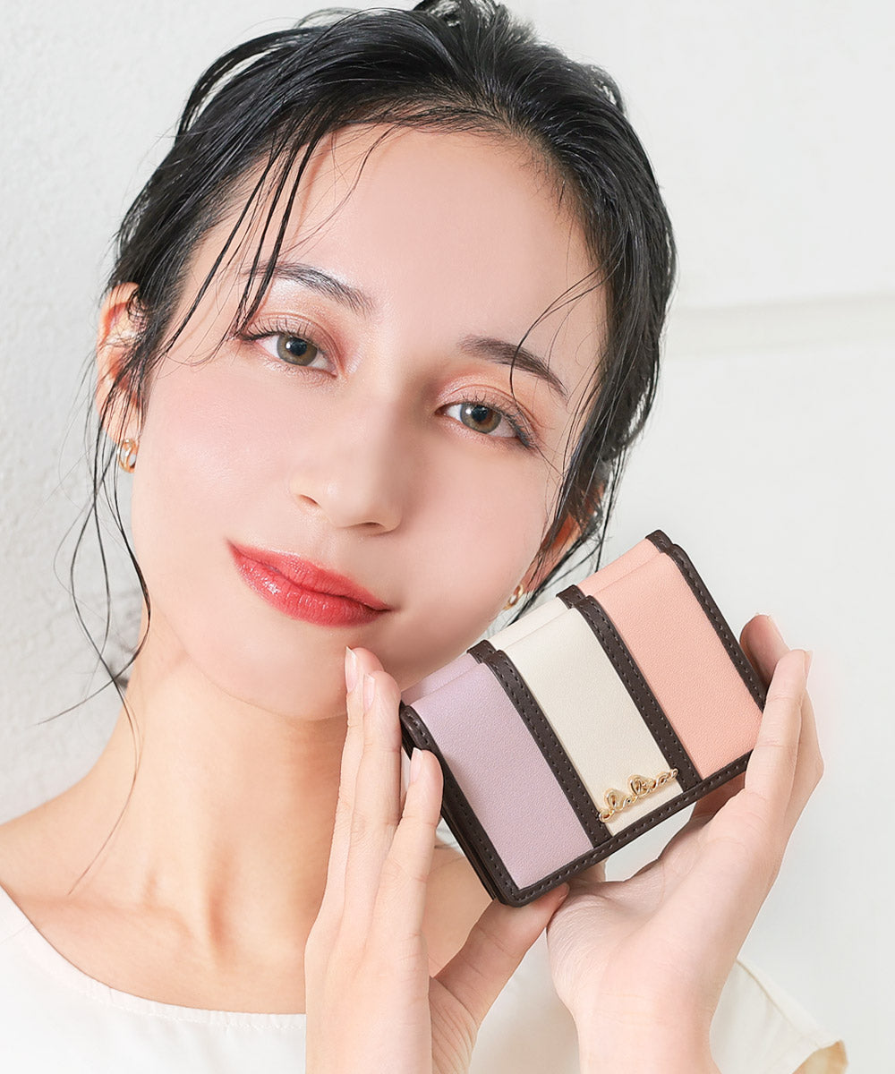 クレリア Clelia 折財布 ミニ財布 三つ折り財布 ミニウォレットブランド 大人かわいい ストライプ カラフル レディース Clelia クレリア Bellezza CLー1131