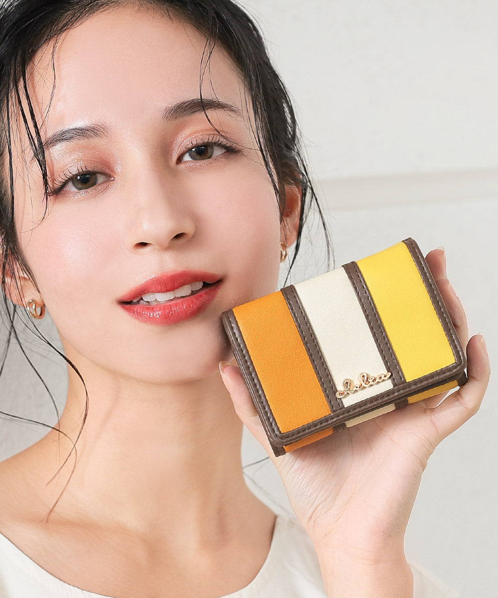 クレリア Clelia 折財布 ミニ財布 三つ折り財布 ミニウォレットブランド 大人かわいい ストライプ カラフル レディース Clelia クレリア Bellezza CLー1131
