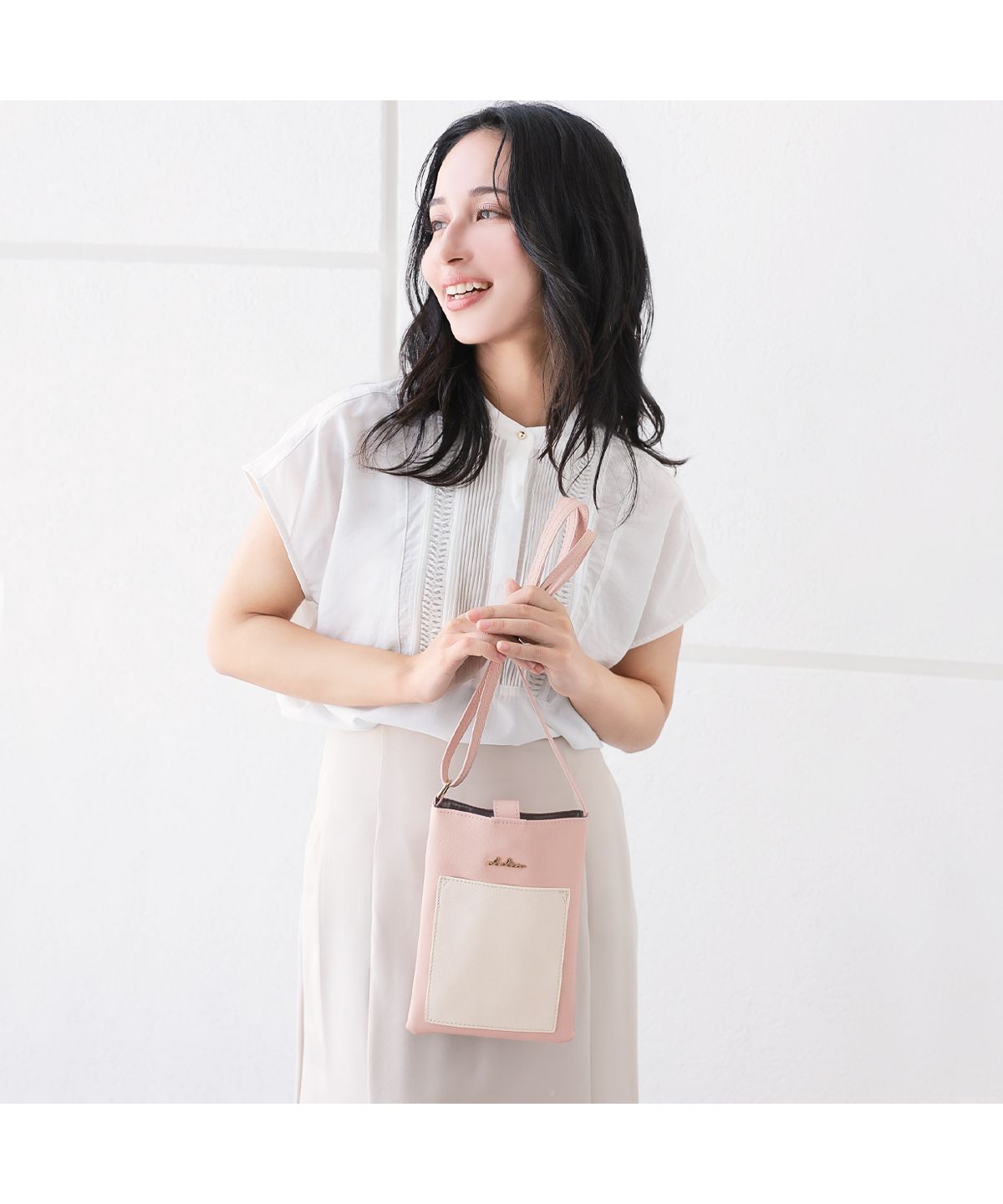 クレリア Clelia スマホポーチ ポシェット ポーチ レディース 斜め掛け 肩掛け シンプル コンパクト 大人 小さい かわいい Clelia クレリア アレグロ CLー25180 (ストレートグレー) ストレートグレー