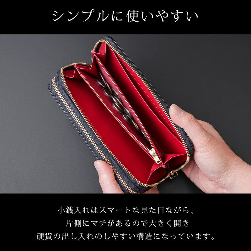 ディアブロ DIABLO 長財布 メンズ ラウンドファスナー 大容量 おしゃれ カード入れ カーボンデザイン 本革 人気 おすすめ ブランド Merge DIABLO MGDー1939 (ブラック×ブルー) ブラック×ブルー