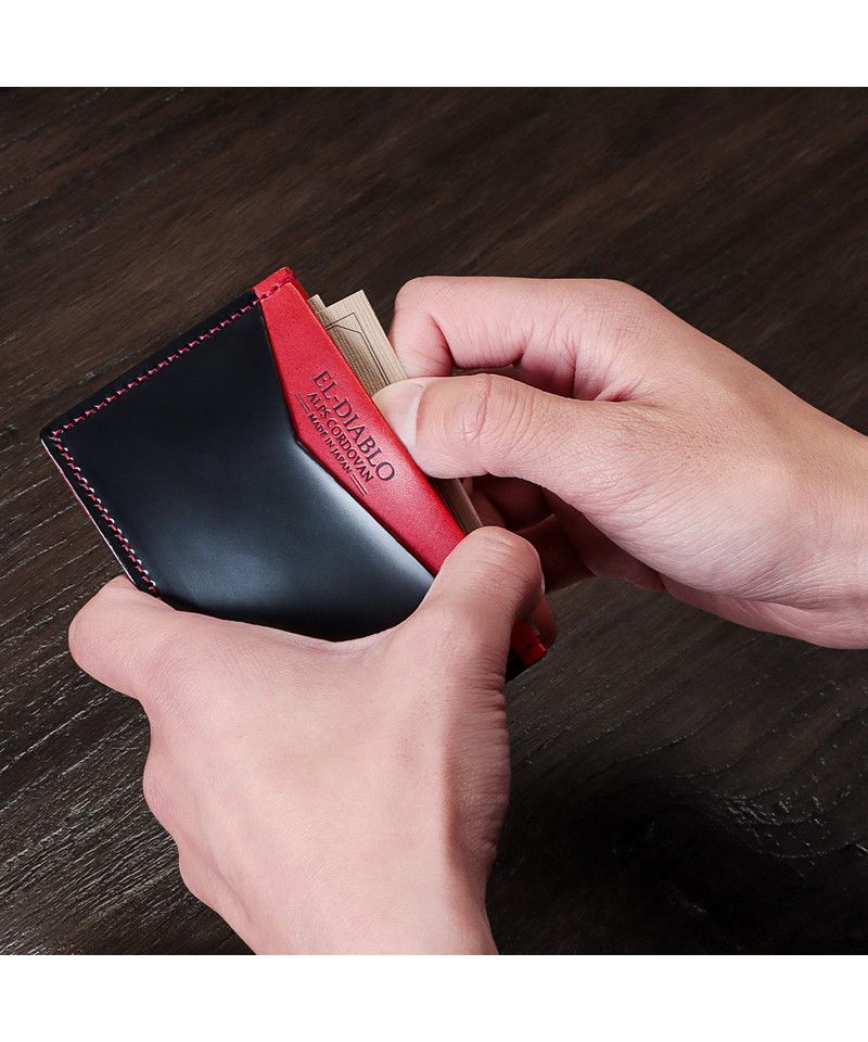 エルディアブロ EL-DIABLO カードケース メンズ 男性用 名刺入れ 定期入れ カードホルダー コードバン 栃木レザー 本革 通学 通勤 札入れ付き 日本製 人気 ブランド ELーC314