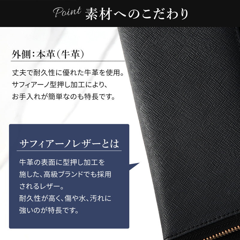 ガジル GAZIL 長財布 メンズ 本革 牛革 ダブルファスナー サフィアーノ レザー 大容量 2層 スキミング防止 カード ブランド GAZIL ガジル プレゼント ギフト GA-3705 (ブラック) ブラック