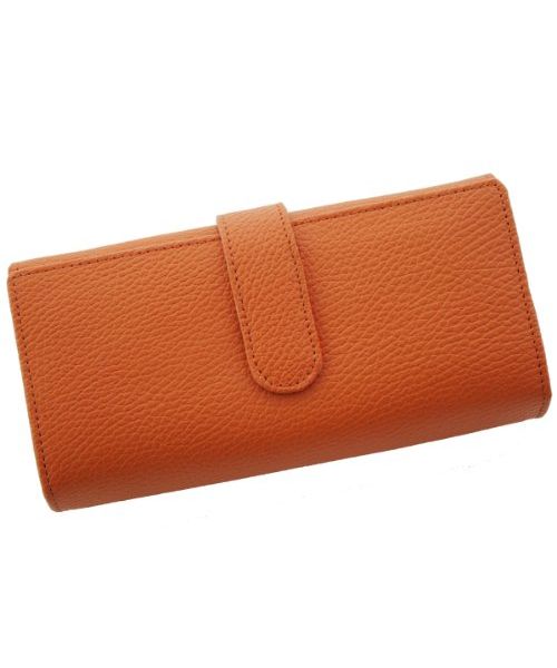 カッズセレクト KAZZU SELECT 財布 レディース 長財布 アコーディオン ウォレット かわいい 牛革 大容量 エンボス加工 MOMO モモ ANー469,オレンジ