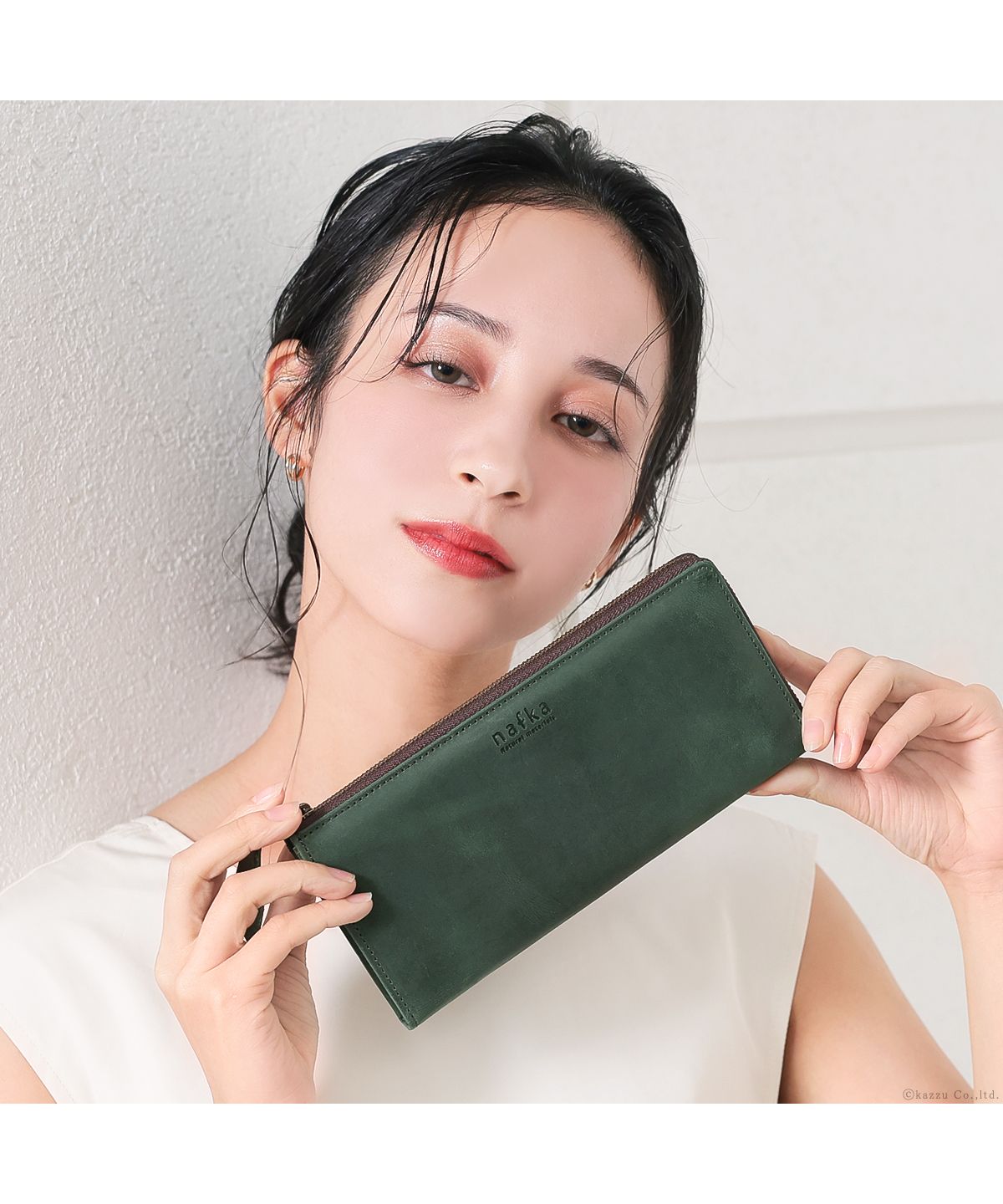 ナフカ nafka 財布 長財布 レディース 本革 牛革 薄い スリム 薄マチ L字ファスナー nafka ナフカ tuuli トゥーリ モストロレザー 日本製 NFKー72006 (レッド) レッド
