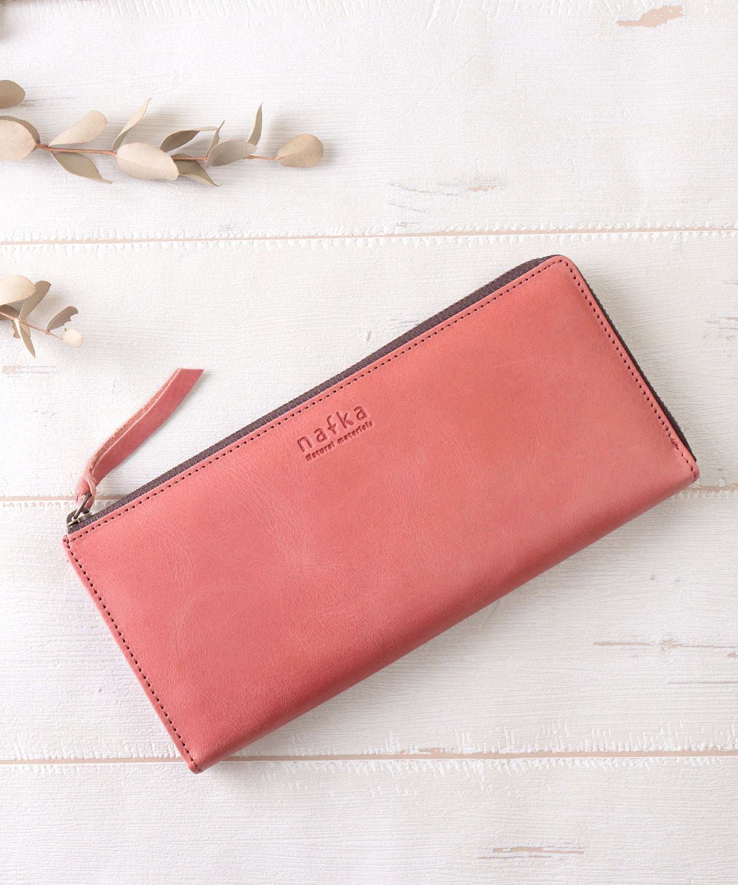 ナフカ nafka 財布 長財布 レディース 本革 牛革 薄い スリム 薄マチ L字ファスナー nafka ナフカ tuuli トゥーリ モストロレザー 日本製 NFKー72006 (ピンク) ピンク